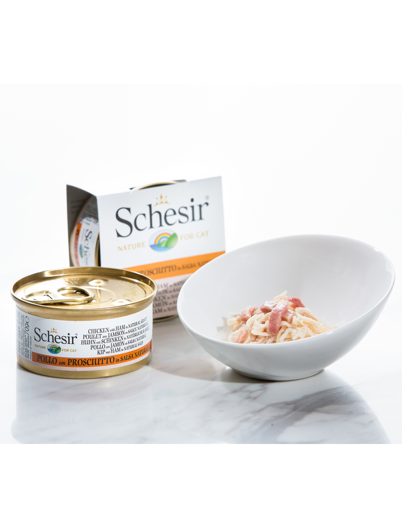 Schesir Cat 70g Chicken with Ham in Natural Gravy Wet Cat Food image 3