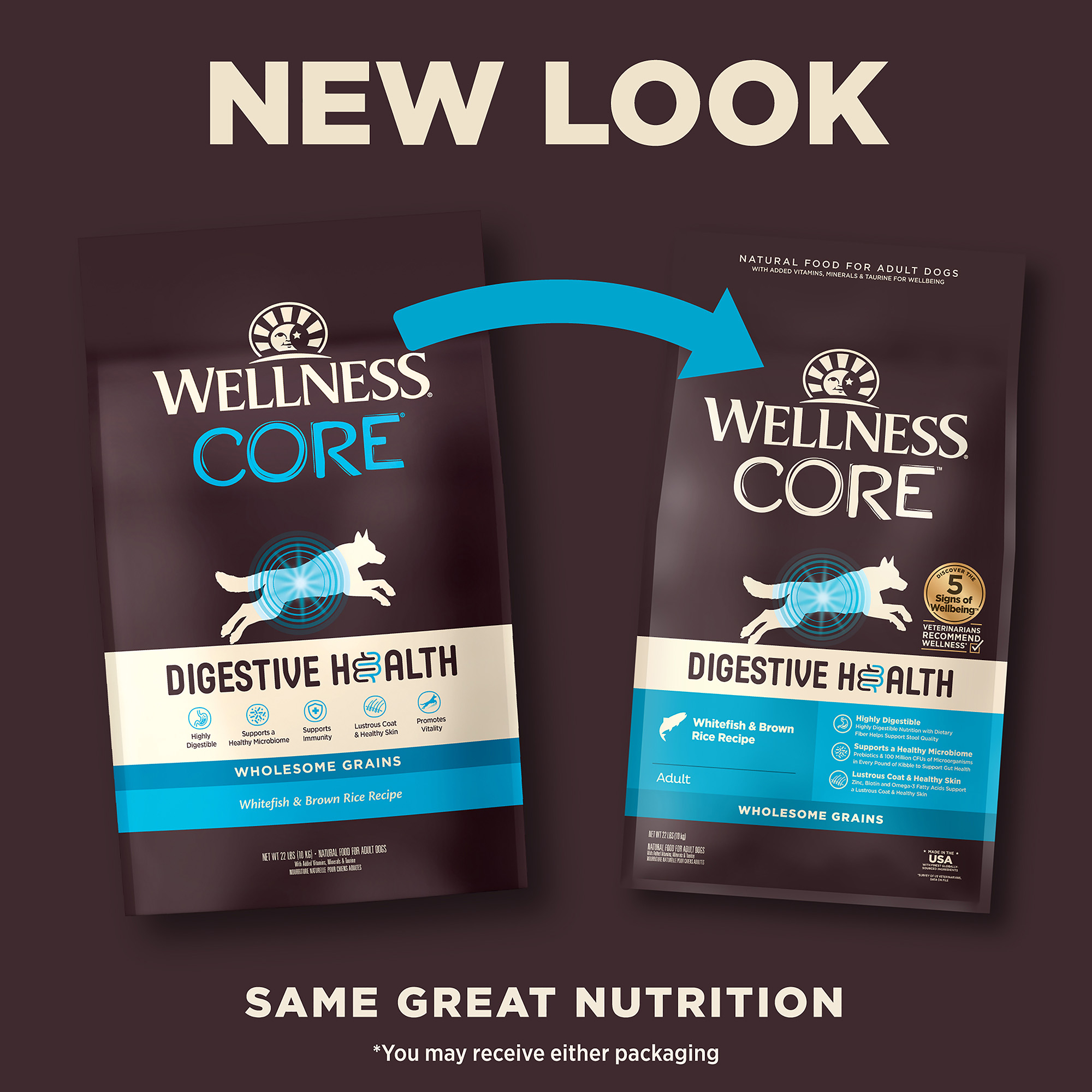 Wellness CORE Dog 1.8kg (4lb) Digestive Health Whitefish & Brown Rice Dry Dog Food image 6
