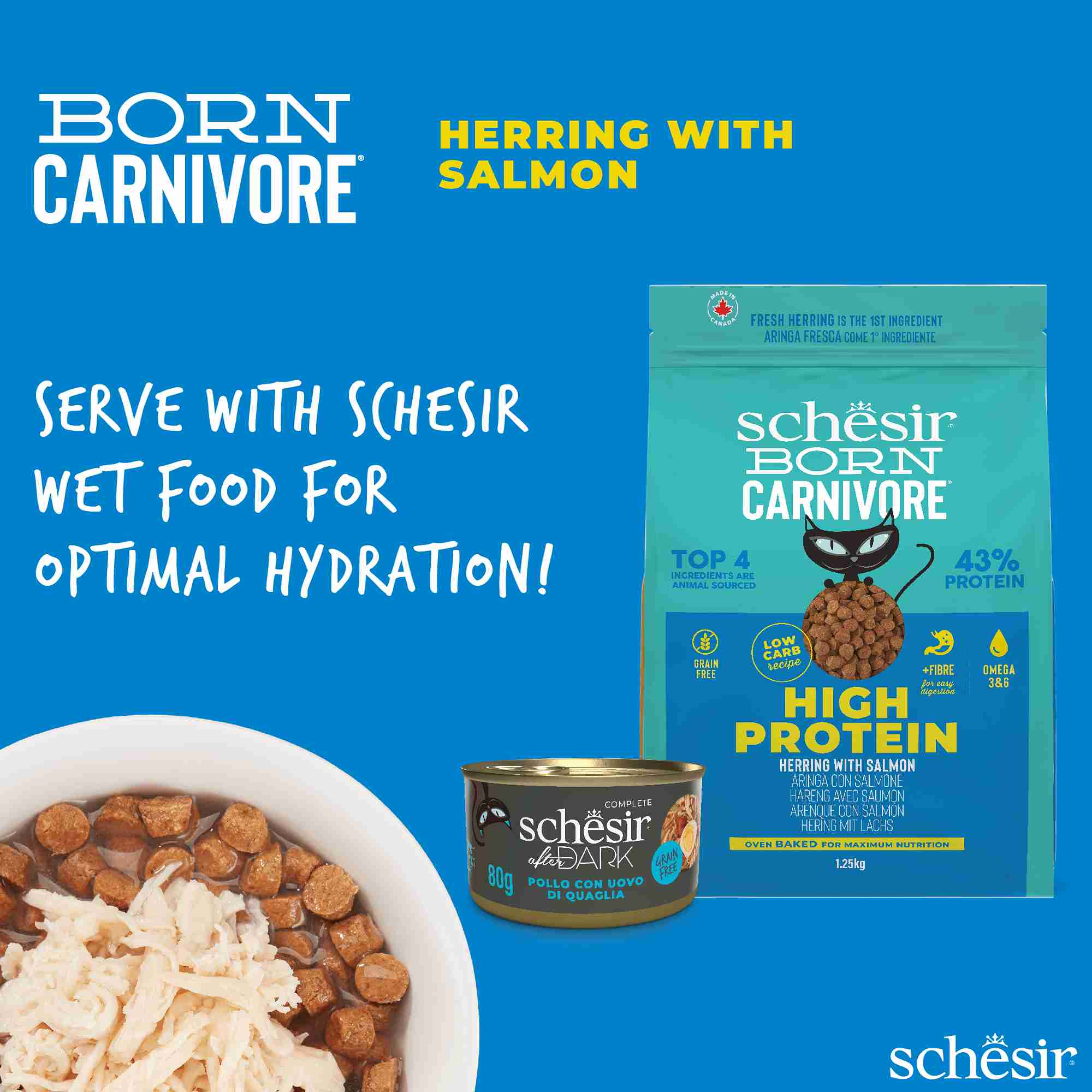 Schesir Cat 1.25kg Born Carnivore Herring with Salmon Baked Dry Recipe Dry Cat Food image 6