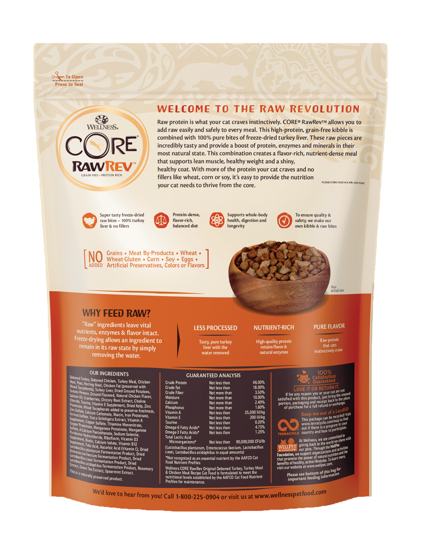 Wellness CORE Cat RawRev 2kg (4.5lb) Grain Free Original with Freeze Dried Turkey Dry Cat Food image 2