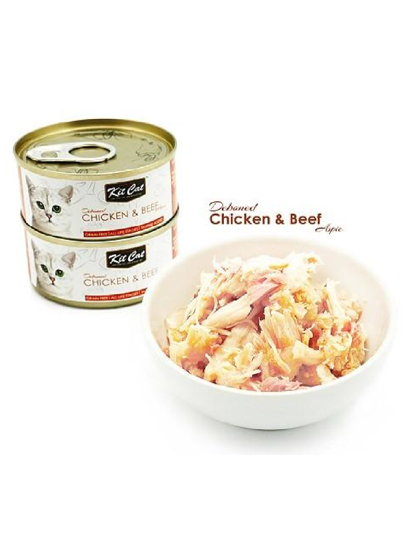Kit Cat 80g Deboned Toppers Canned Chicken & Beef Wet Cat Food image 2