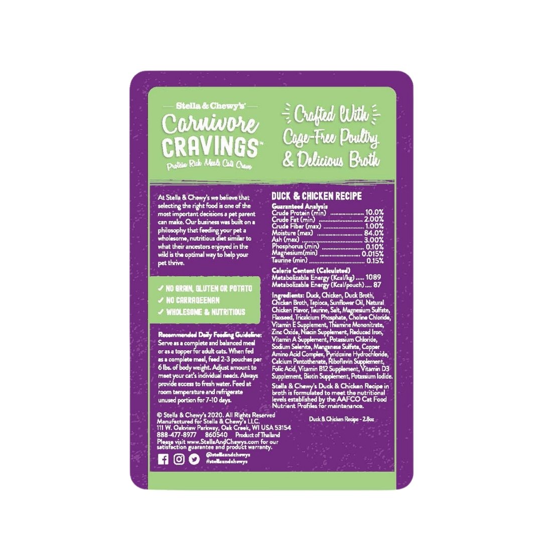 Stella & Chewy's Carnivore Cravings Pouch 79g Duck & Chicken Recipe in Broth Wet Cat Food image 2