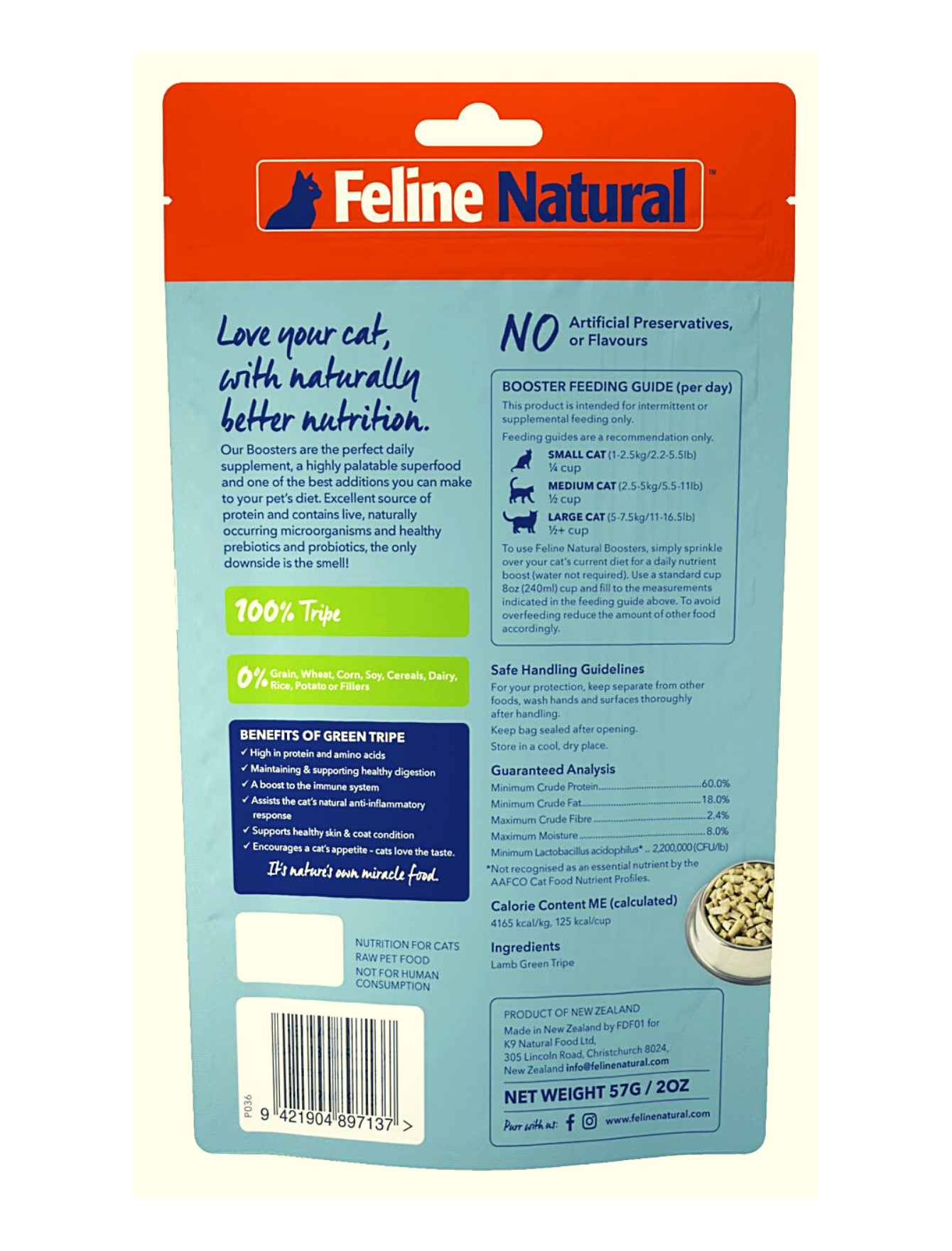 Feline Natural Freeze Dried Booster 57g Lamb Green Tripe Dry Cat Food (EXP: 11 Feb 2027) image 2