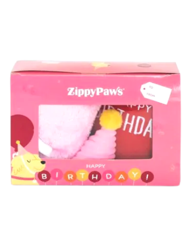 Zippypaws Birthday Box Dog Toy - Pink/Blue Pink image 3