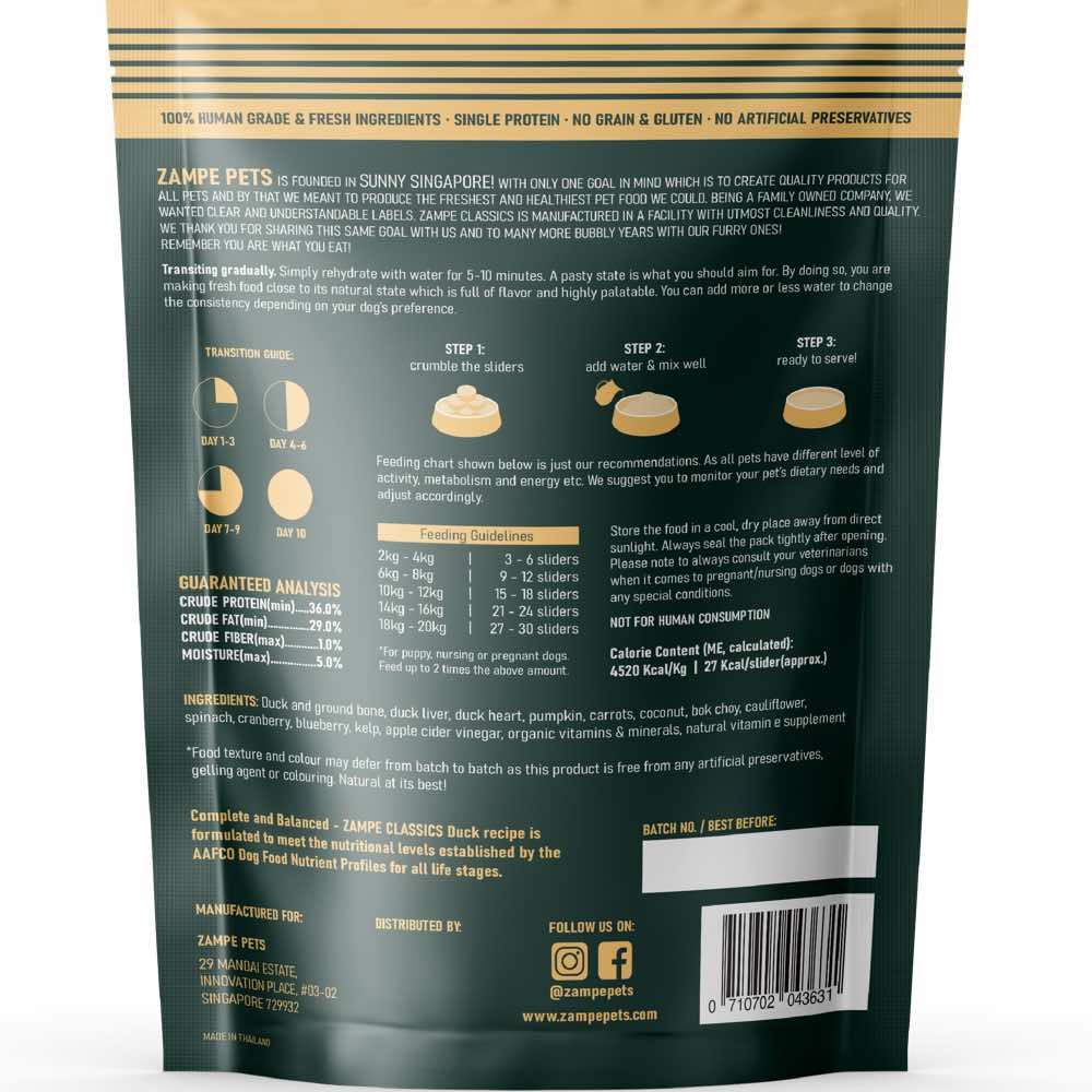 Zampe Dog 400g Freeze Dried Raw Duck Slider Raw Dog Food image 2