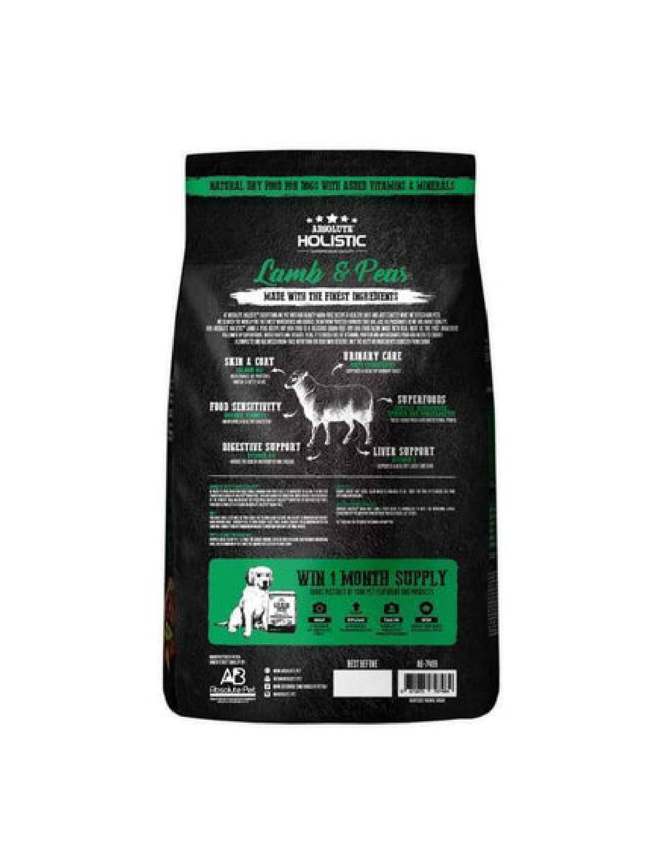 Absolute Holistic Dog 9.97kg Grain Free Lamb & Peas Dry Dog Food image 2