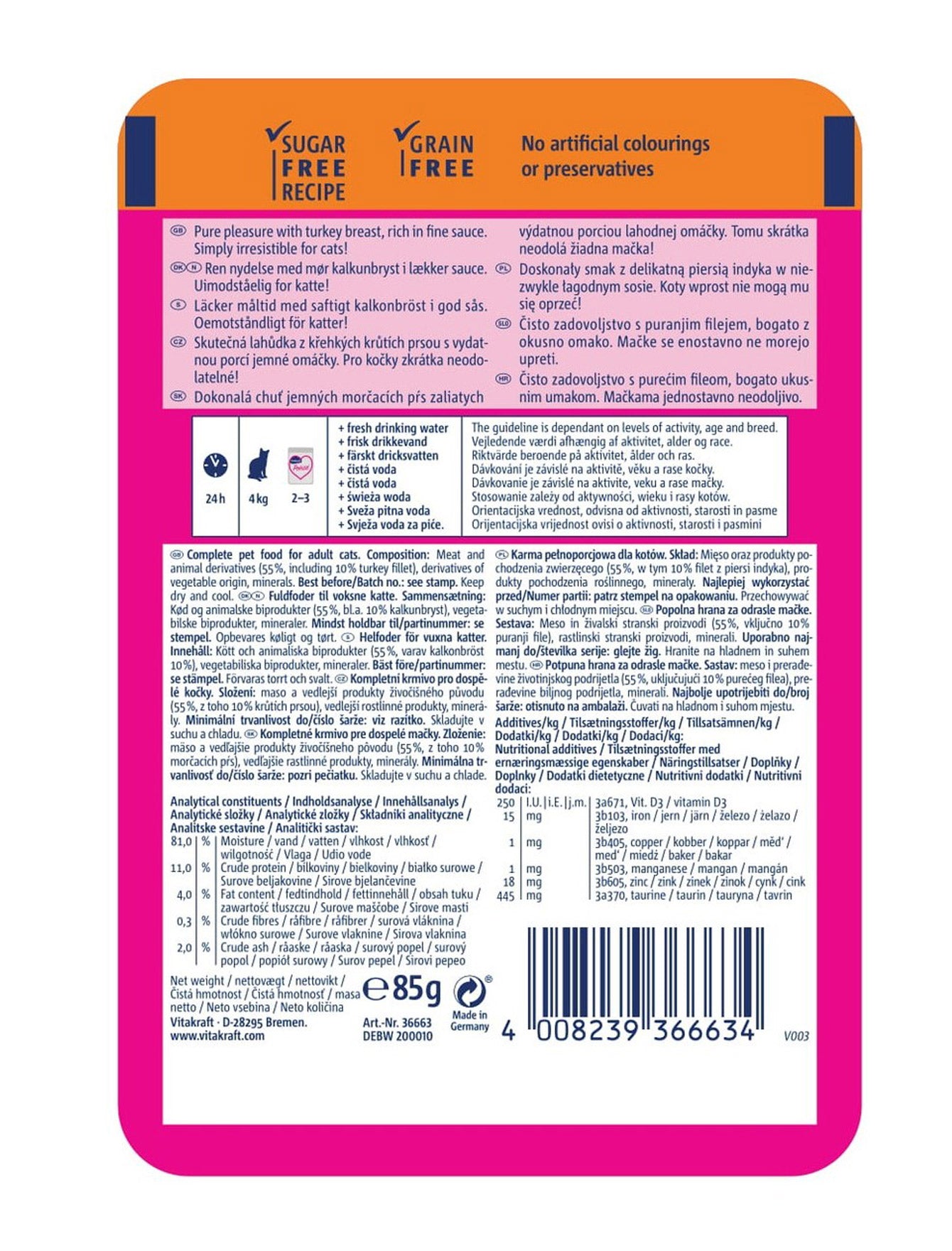 Vitakraft Cat 85g Poesie Deli Sauce Turkey Breast Wet Cat Pouch image 2