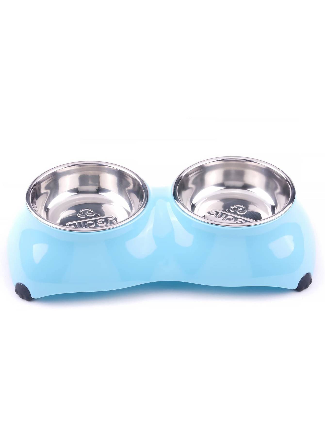 Super Design Light Blue Double Melamine Bowl for Dogs Small + Small image 5