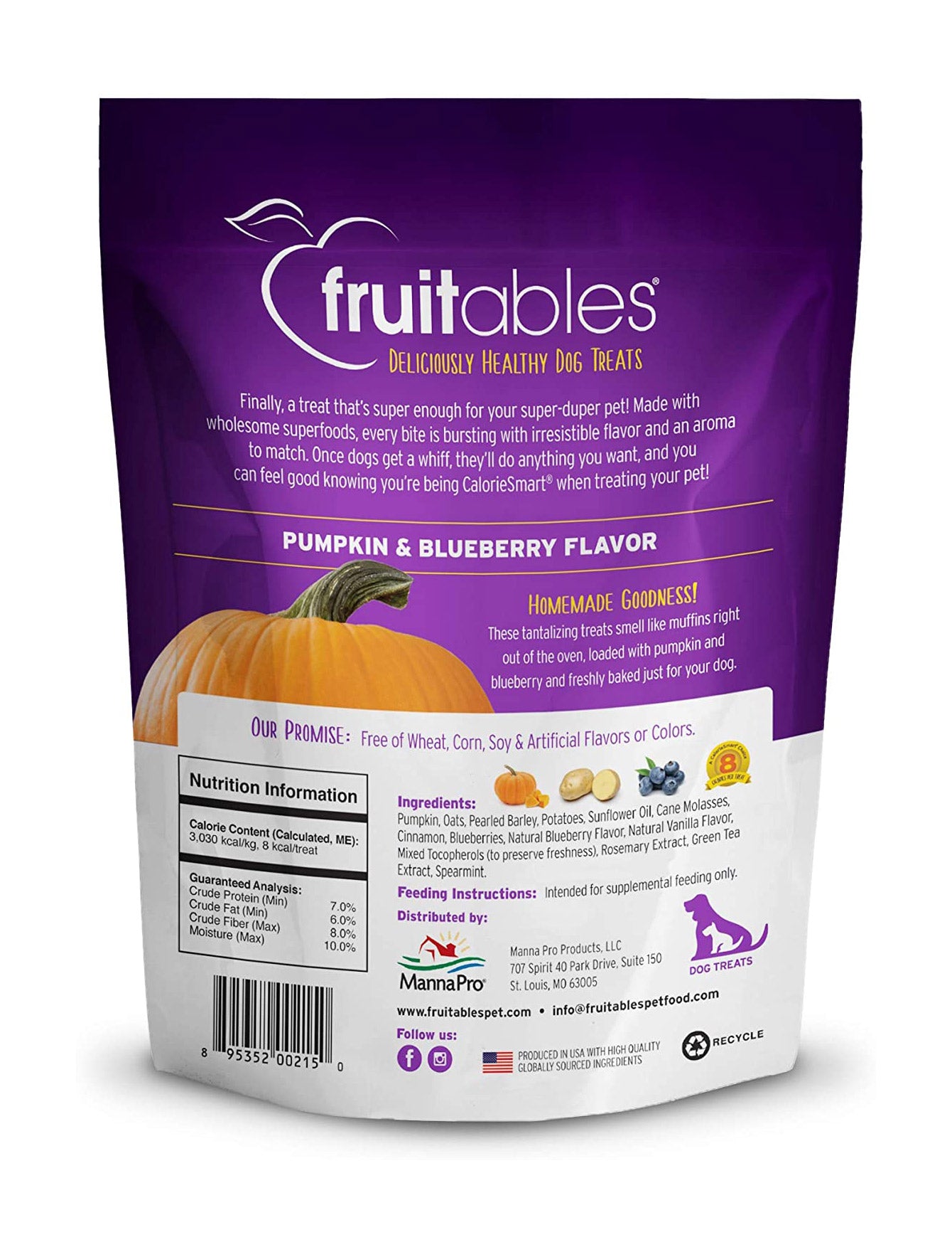 Fruitables Dog 7oz Pumpkin & Blueberry Dog Treats image 2