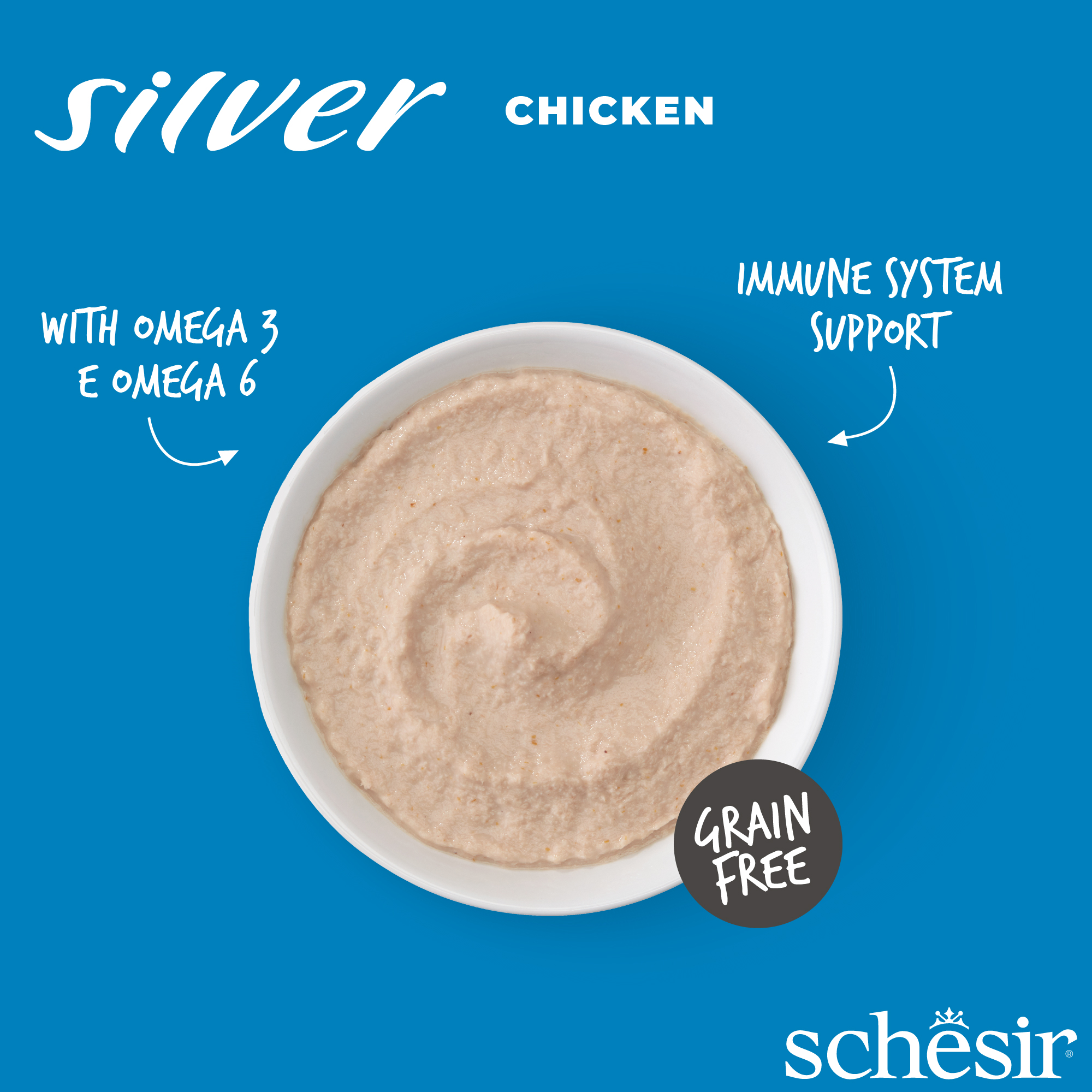 Schesir Cat Silver Velvet Mousse 80g Chicken Pouch Wet Cat Food image 3
