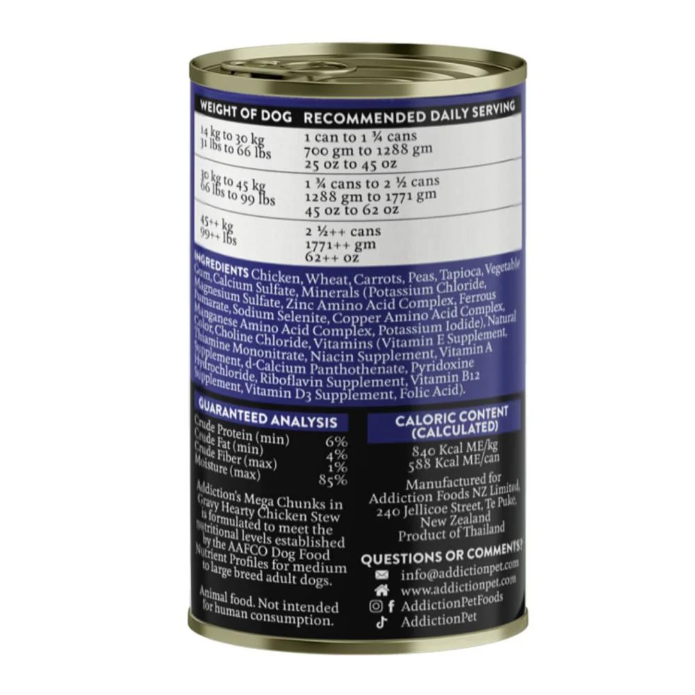 Addiction Dog 700g Mega Hearty Chicken Stew Chunks in Gravy Wet Canned Dog Food image 2