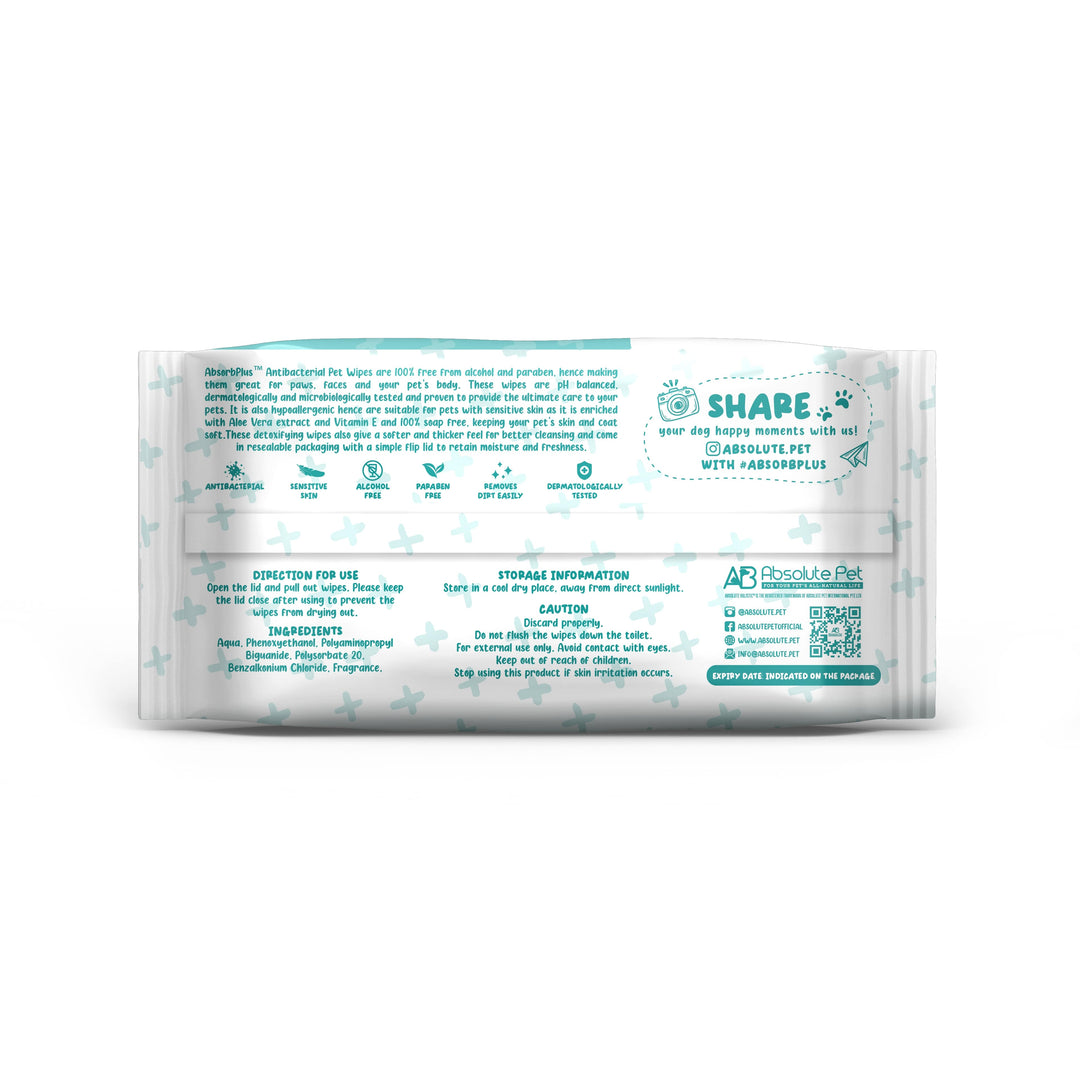 Absorb Plus Antibacterial Pet Wipes 80 Sheets (15cm x 20cm) Lavender image 3