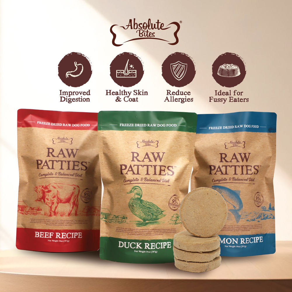 Absolute Bites Dog 14oz Freeze Dried Duck Recipe Raw Patties Dry Dog Food image 9