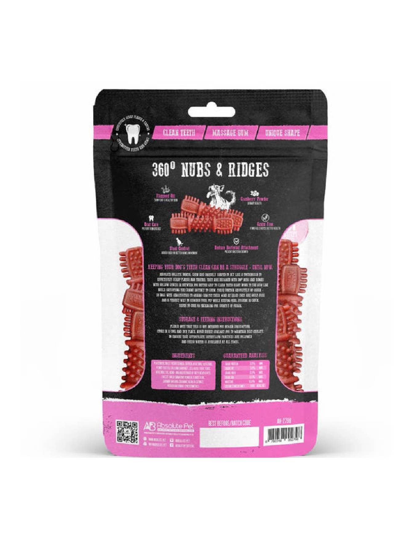 Absolute Holistic Dog 2.5" (18pcs) Dental Chew 160g Value Pack Cranberry Dog Treat image 3