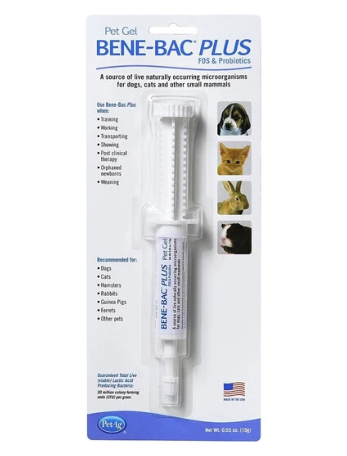 PetAg Bene-Bac Plus Carded Probiotic Pet Gel 15g (EXP: 01 Mar 2027) image 2