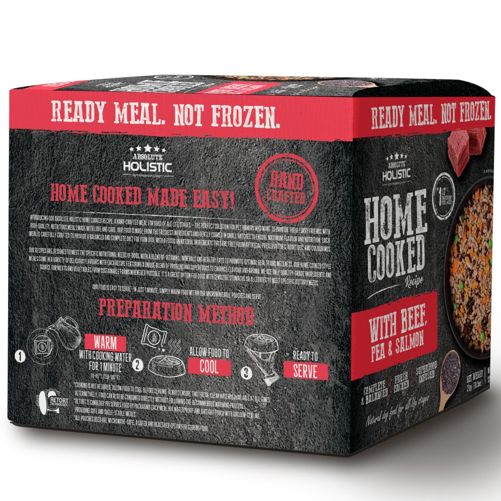 Absolute Holistic Home Cooked Recipe 2kg (125G X 16) Beef, Peas & Salmon Dog Food image 7