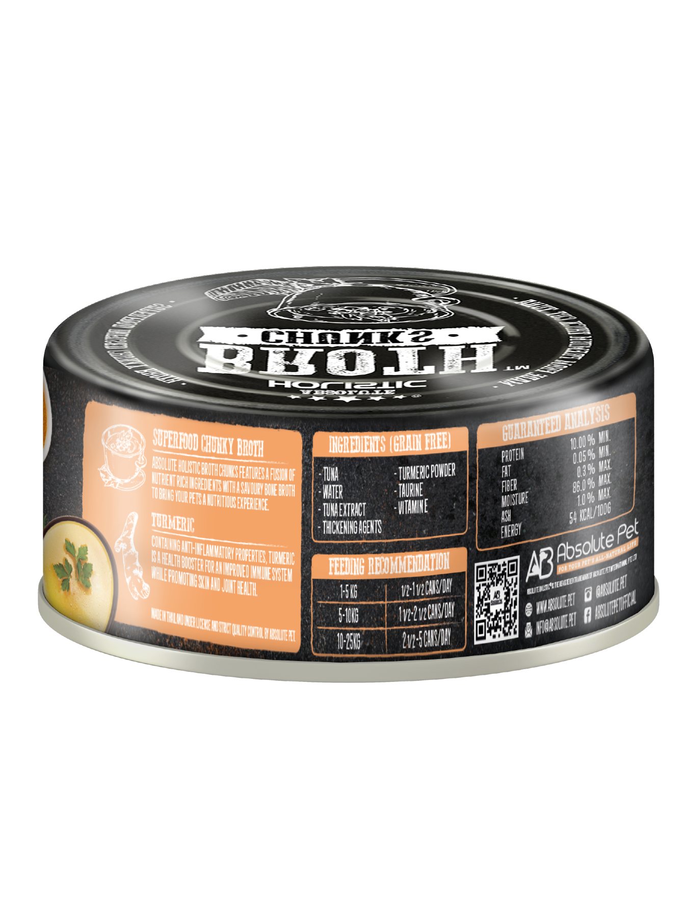 Absolute Holistic Broth Chunks Tuna Thick Cuts & Turmeric Wet Cat & Dog Food 80G image 2