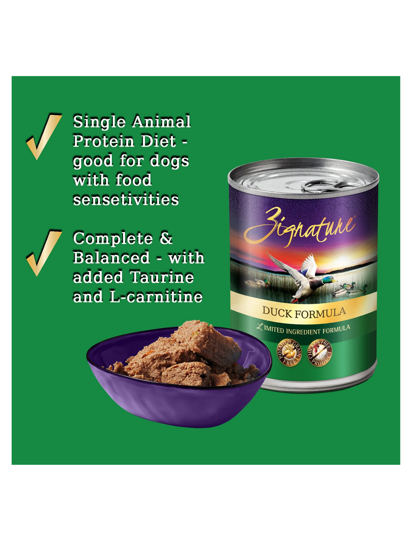 Zignature Duck Formula Dog Canned Food 369g image 2