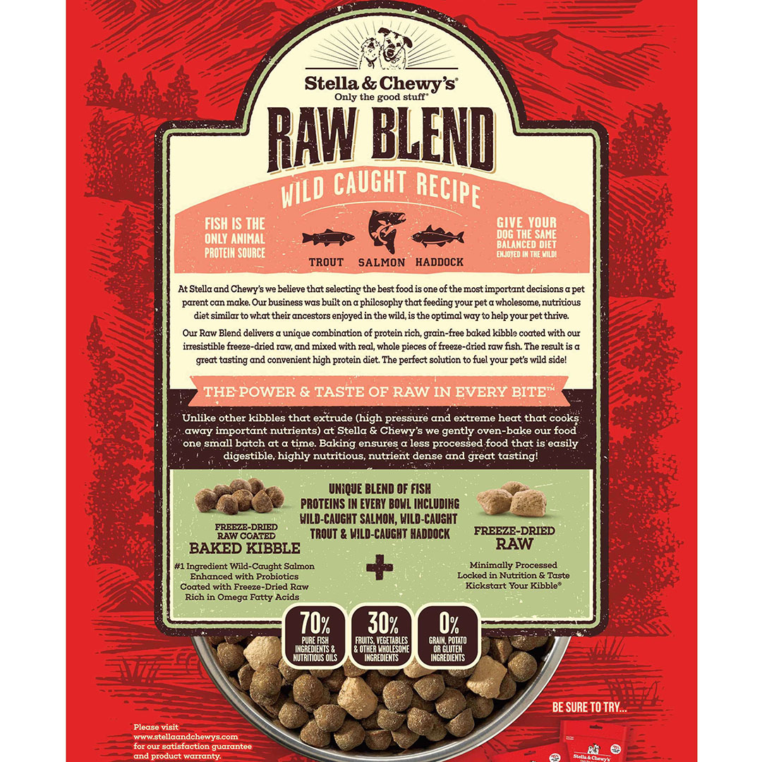 Stella & Chewy's Raw Blend Baked Kibble 22lb (10kg) Trout, Salmon & Haddock Dry Dog Food image 2