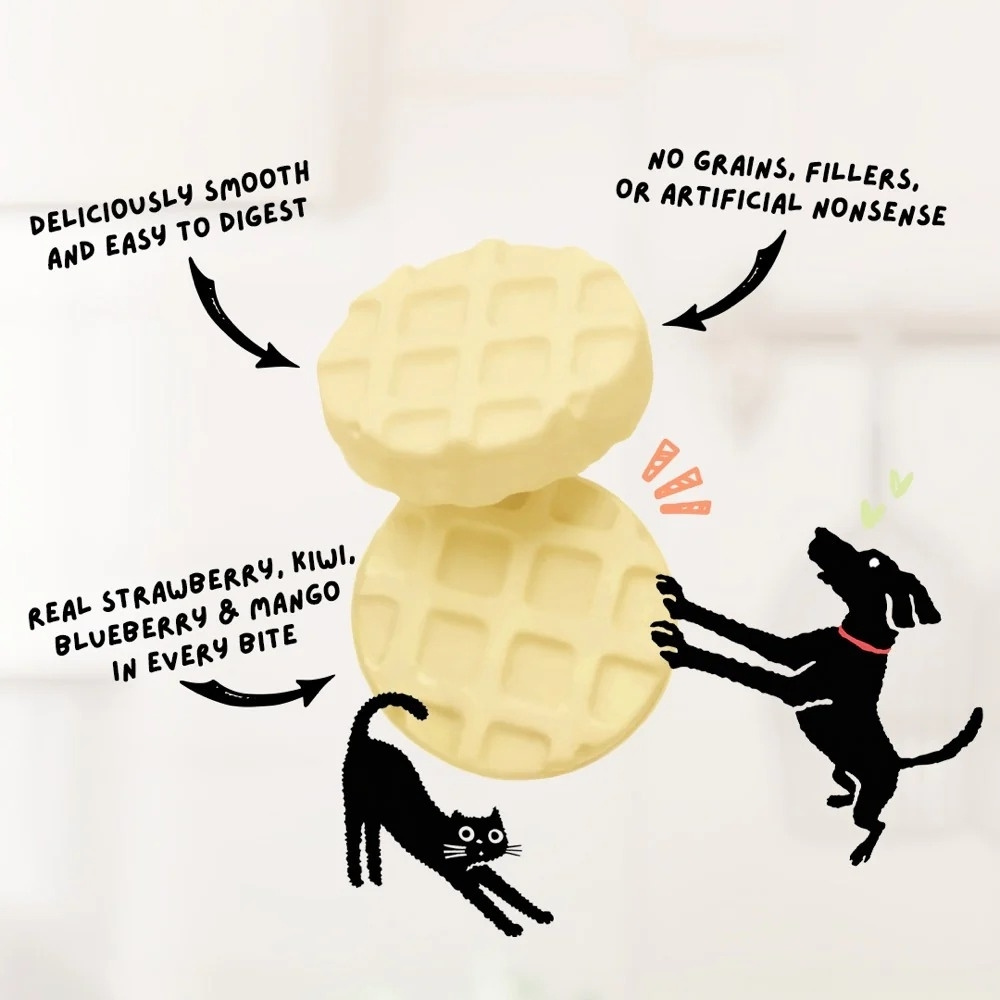 Food For The Good Waffle Freeze Dried 48g KIwi & Goat Milk Dog & Cat Treats image 2
