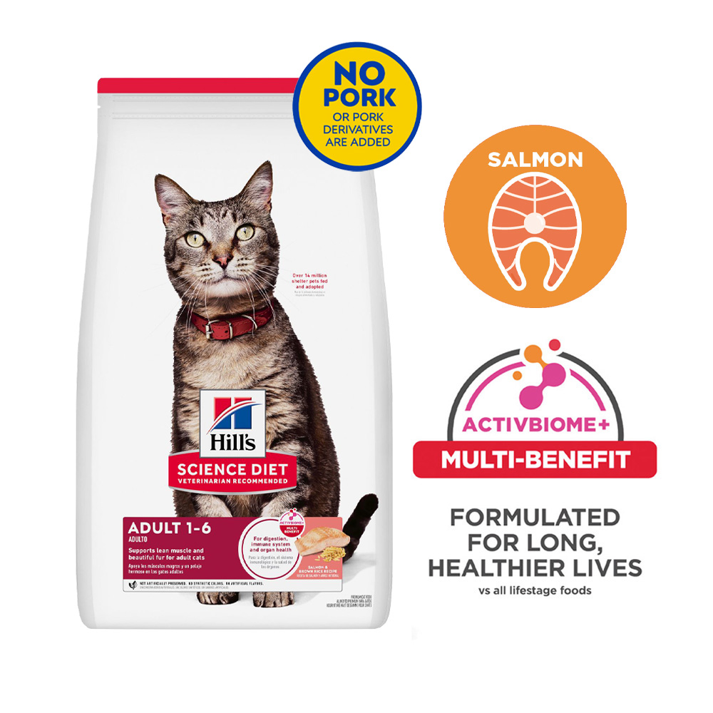 Hill's Science Diet Feline Adult Salmon & Brown Rice Recipe 1.58kg Dry Cat Food image 3