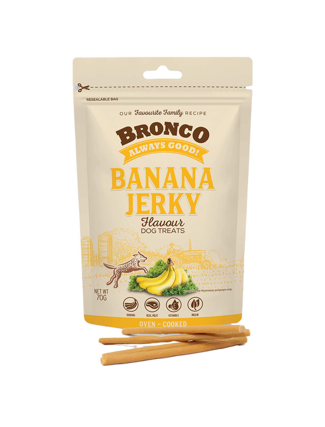 Bronco 70g Jerky Banana Dog Treat image 4
