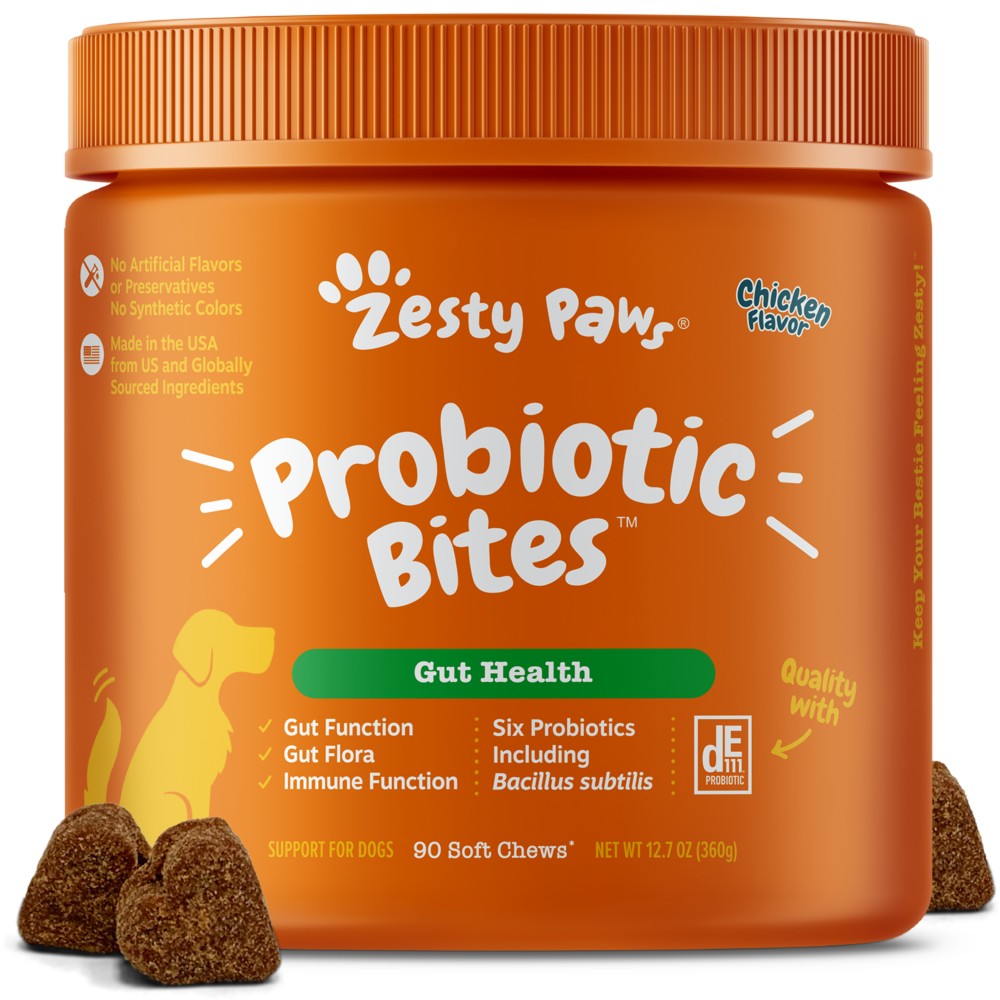 Zesty Paws 90ct Probiotics Bites Chicken Flavour Probiotic Supplement for Dogs image 2
