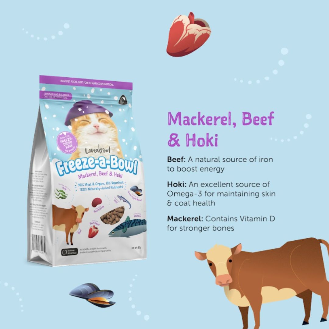 Loveabowl Cat Freeze A Bowl 85g Mackerel, Beef & Hoki Dry Cat Food image 4