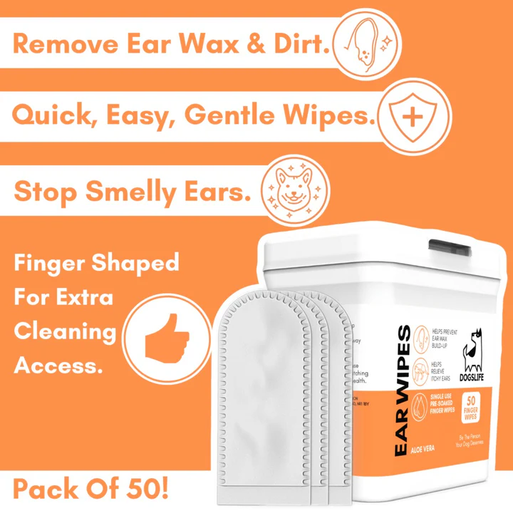 (Ex:p: Nov'24) Dogslife Ear Cleaning Wipes 50 Finger Wipes image 3