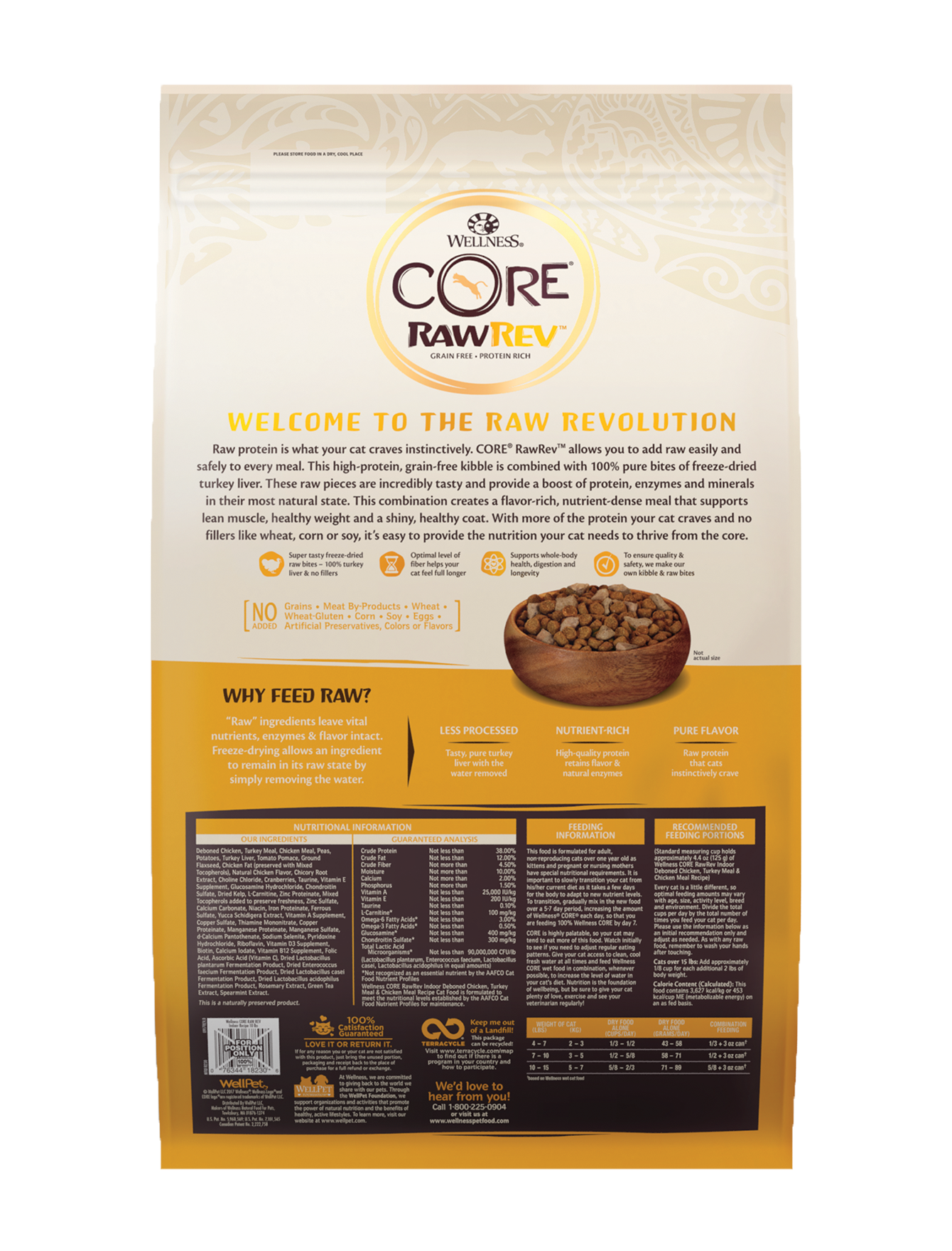 Wellness CORE Cat RawRev 2kg (4.5lb) Indoor Freeze Dried Turkey Dry Cat Food image 2