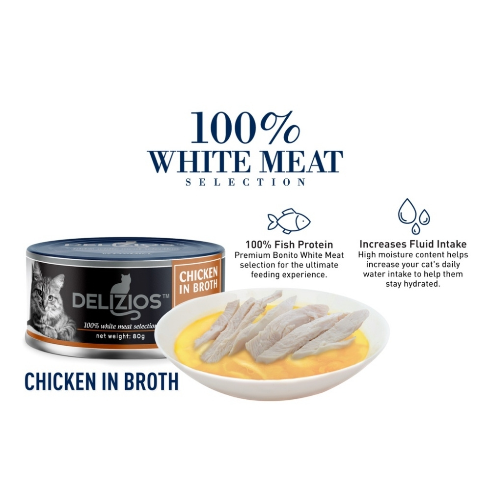 Delizios Cat 80g Chicken in Broth Wet Cat Food image 2