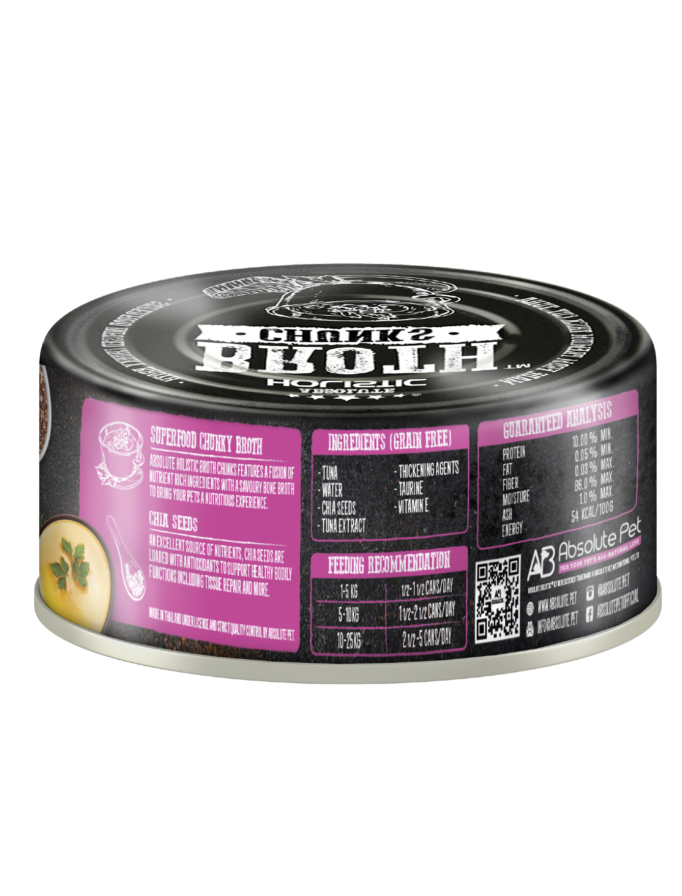 Absolute Holistic Broth Chunks Tuna Thick Cuts & Chia Seeds Wet Cat & Dog Food 80G image 2
