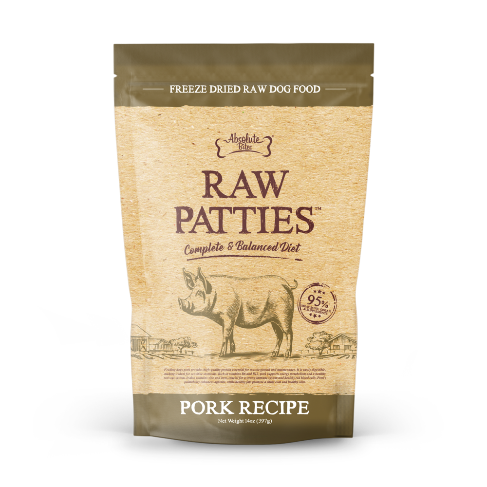 Absolute Bites Dog 14oz Freeze Dried Pork Recipe Raw Patties Dry Dog Food (EXP: 08 Sep 2026) image 3