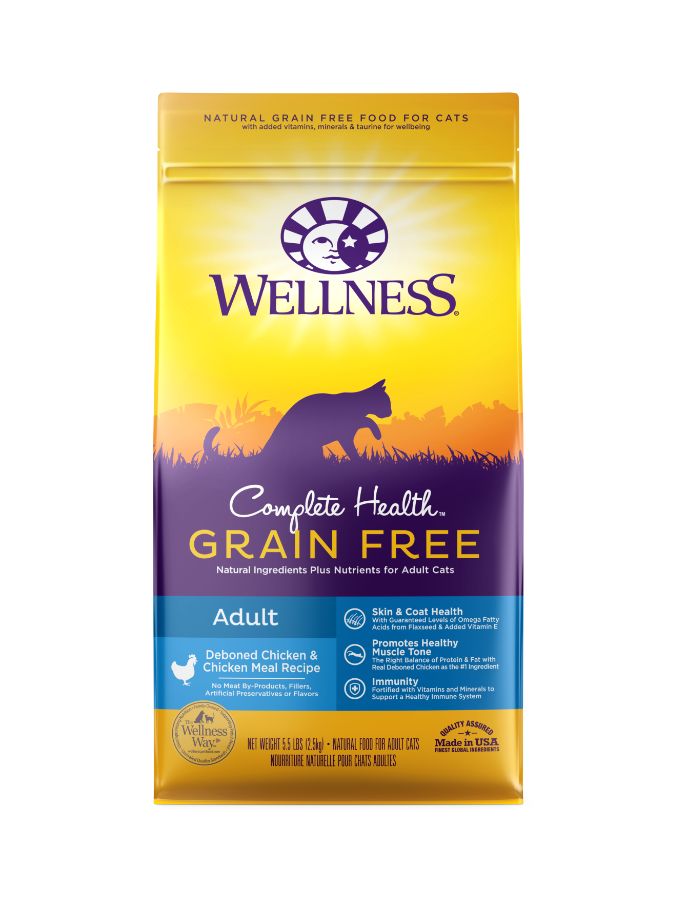 Wellness Cat 2.5kg (5.5lb) Complete Health Grain Free Adult Deboned Chicken & Chicken Meal Dry Cat Food image 2