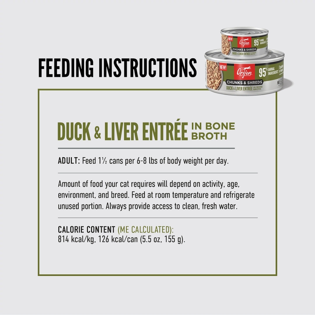 Orijen Cat 155g Chunks & Shreds Duck & Liver Entree Wet Cat Food image 5