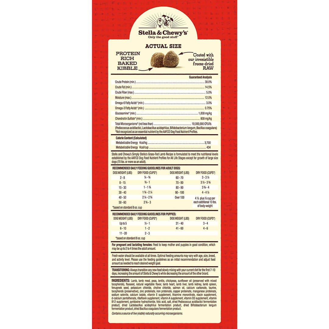 Stella & Chewy's Raw Coated Kibble 3.5lb (1.6kg) Lamb Dry Dog Food image 3