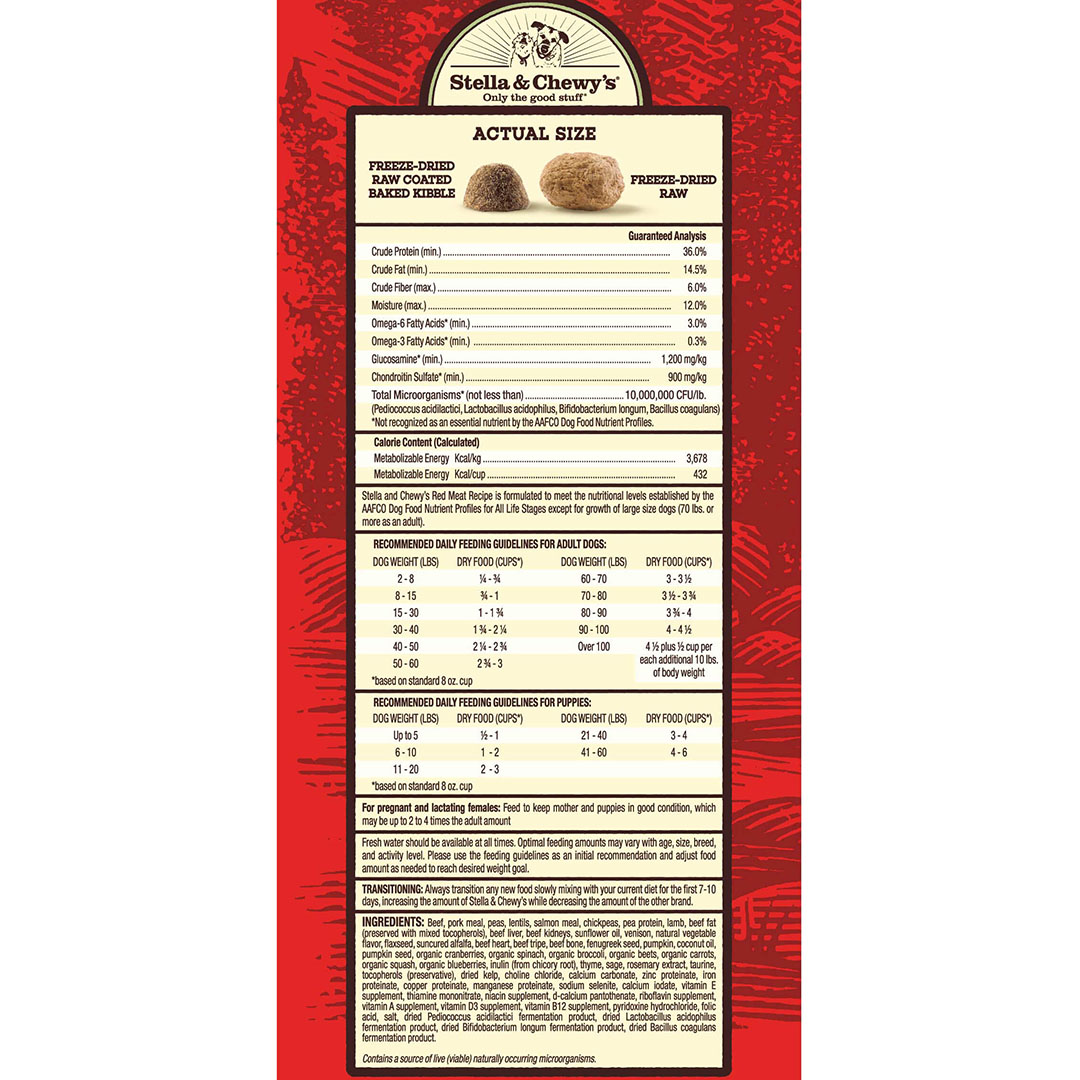 Stella & Chewy's Raw Blend Baked Kibble 22lb (10kg) Lamb, Beef & Venison Dry Dog Food image 3