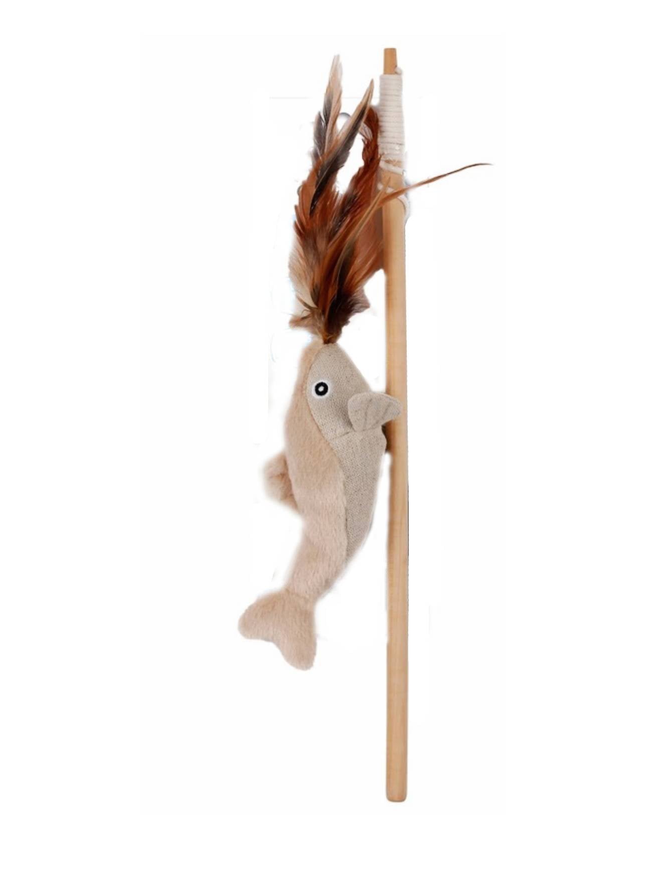 AFP Classic Comfort Fish Wand Cat Toy White image 4