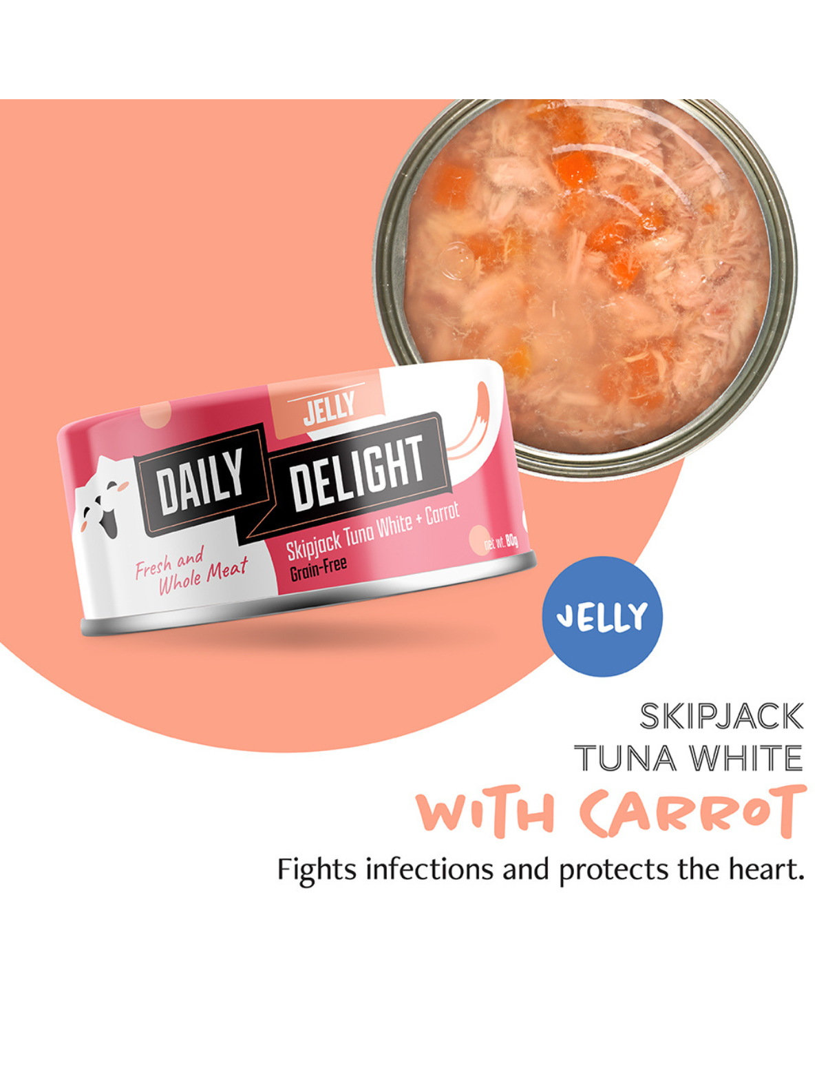 Daily Delight Cat Jelly 80g Skipjack Tuna White with Carrot Wet Cat Food image 2