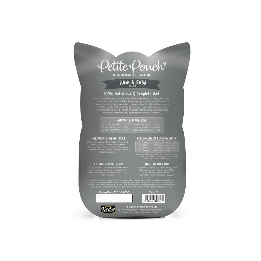 Kit Cat 70g Petite Pouch Complete & Balanced Tuna & Saba in Aspic Wet Cat Food image 2