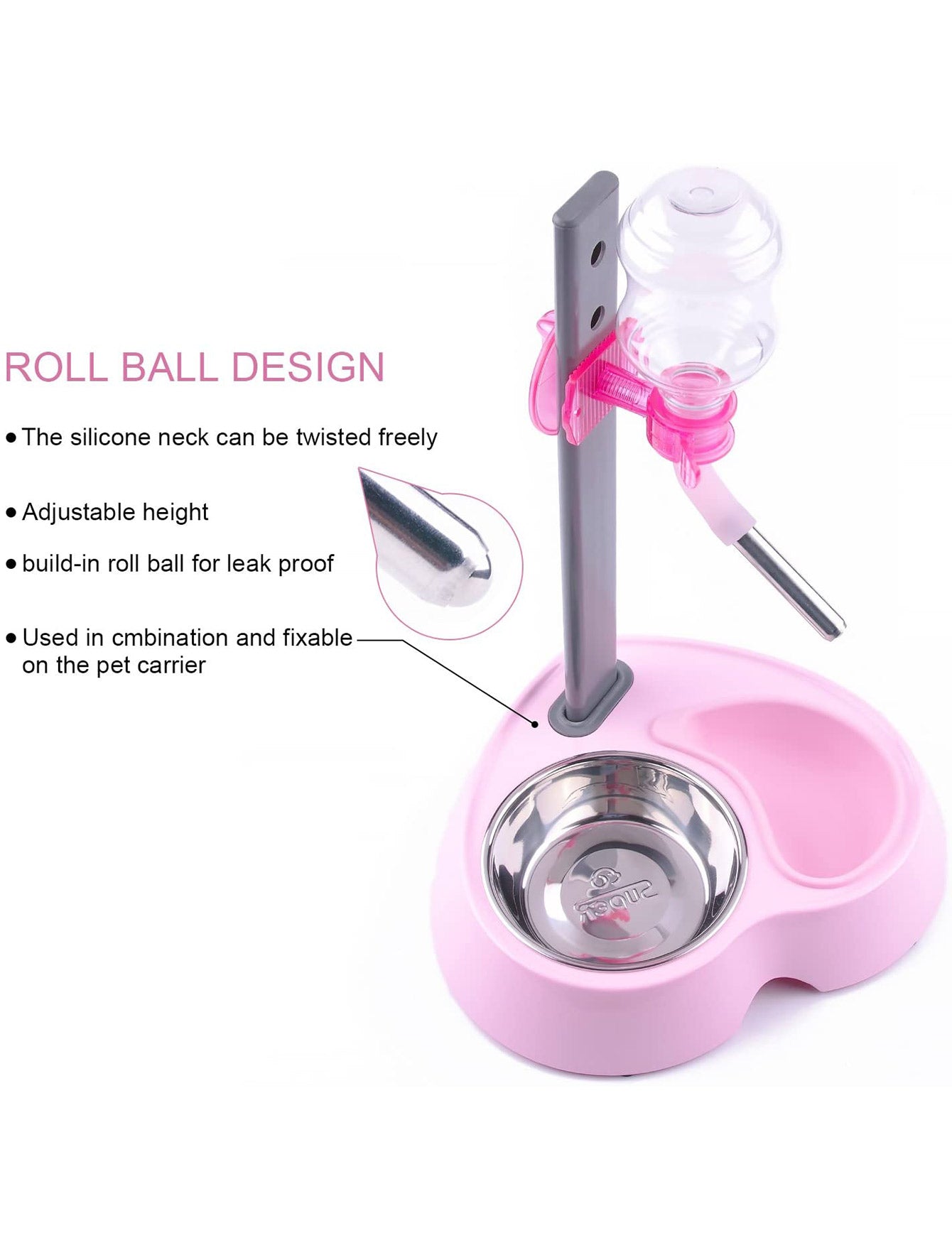 Super Design Light Pink Multifunctional Water Dispenser & Feeder image 3