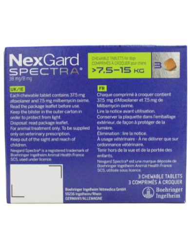 NexGard Spectra Afoxolaner 38mg Chewable Tablets for Dogs 7.5-15kg 3 Tablets image 2