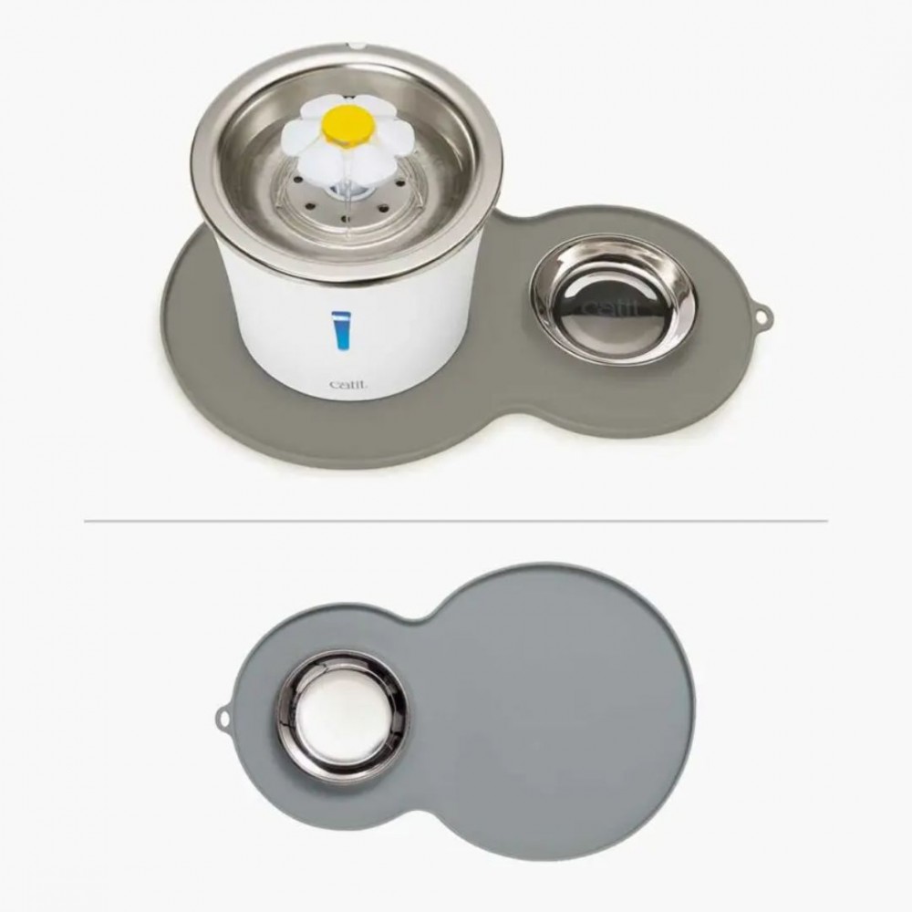 Catit 2.0 Placemat Peanut Grey With Bowl Medium image 3