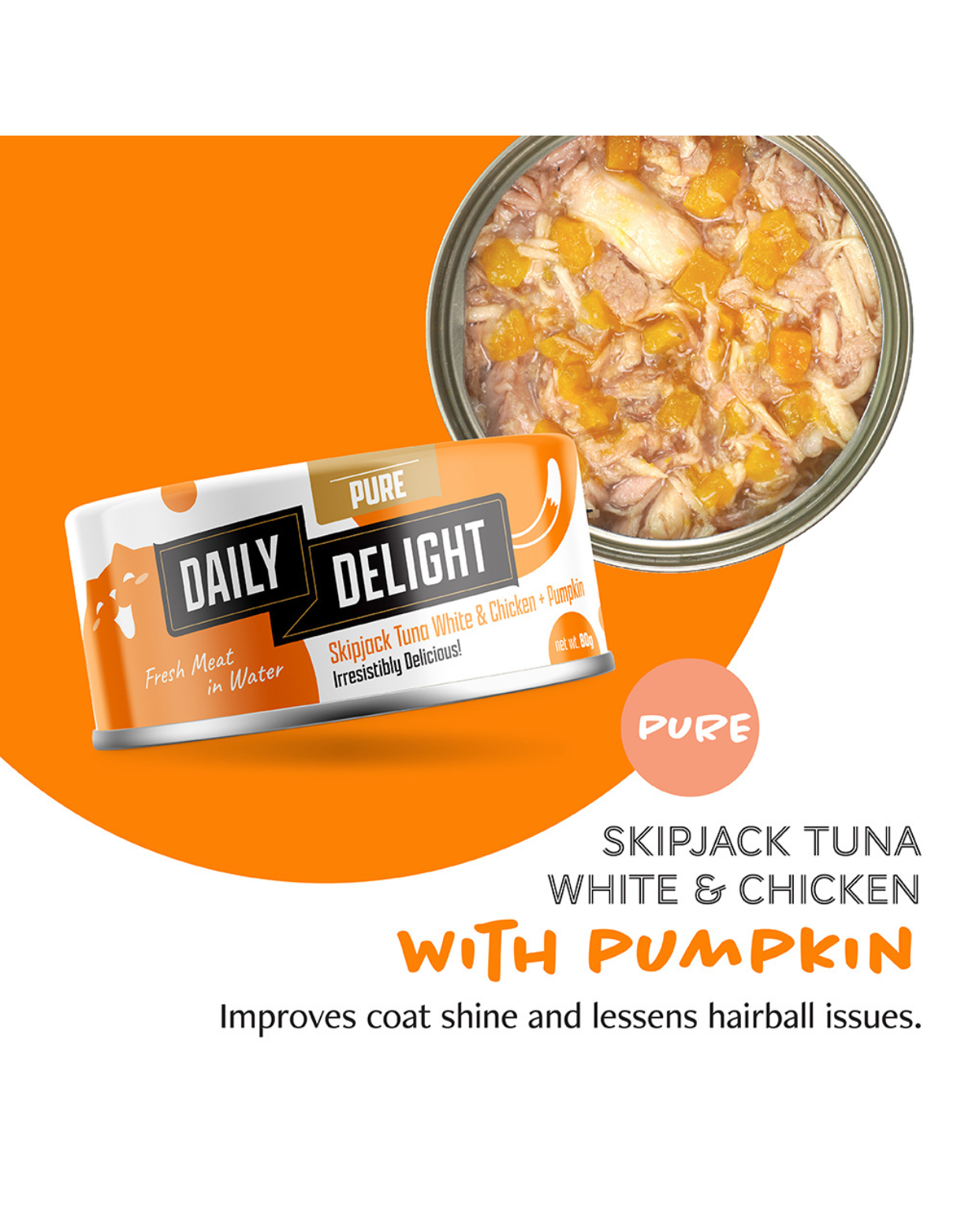 Daily Delight Cat Pure 80g Skipjack Tuna White & Chicken with Pumpkin Wet Cat Food image 2