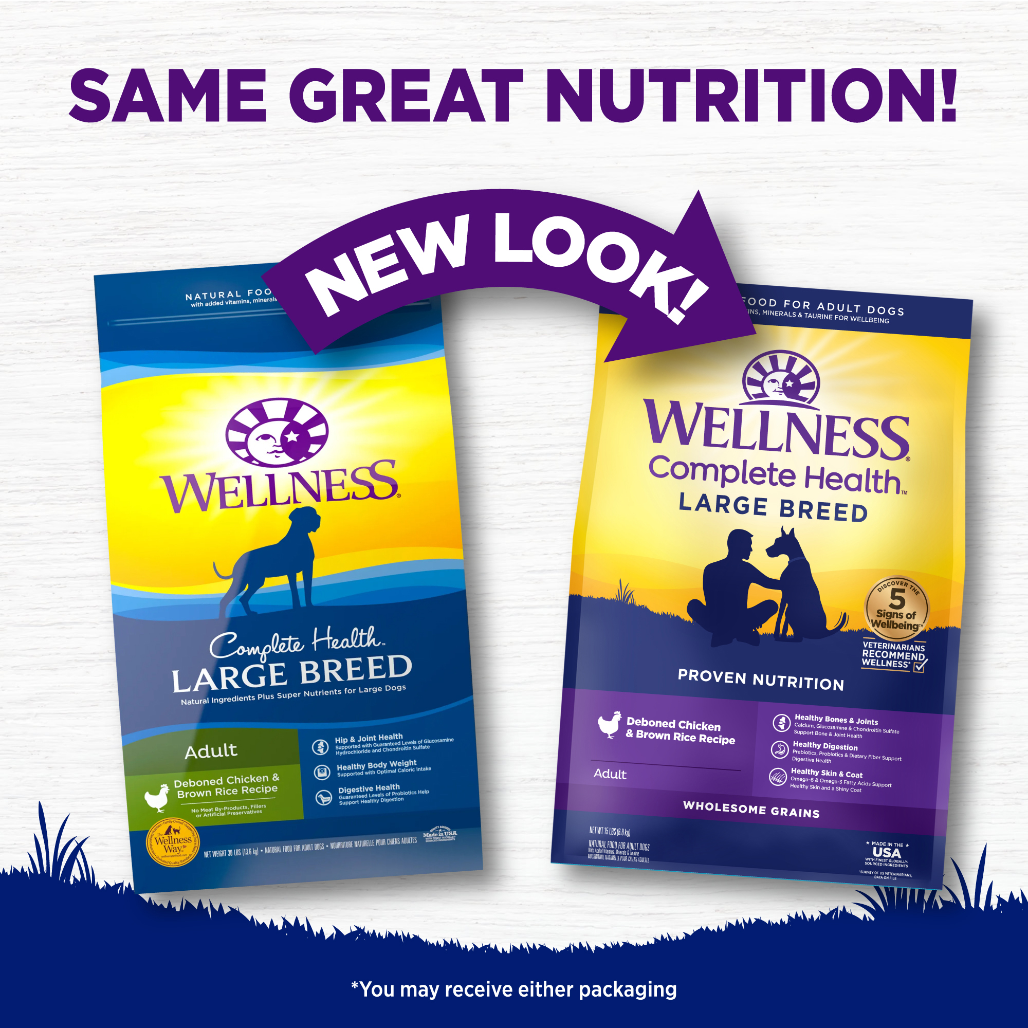 Wellness Complete Health 30lb (13.6kg) Large Breed Deboned Chicken & Brown Rice Dry Dog Food image 2