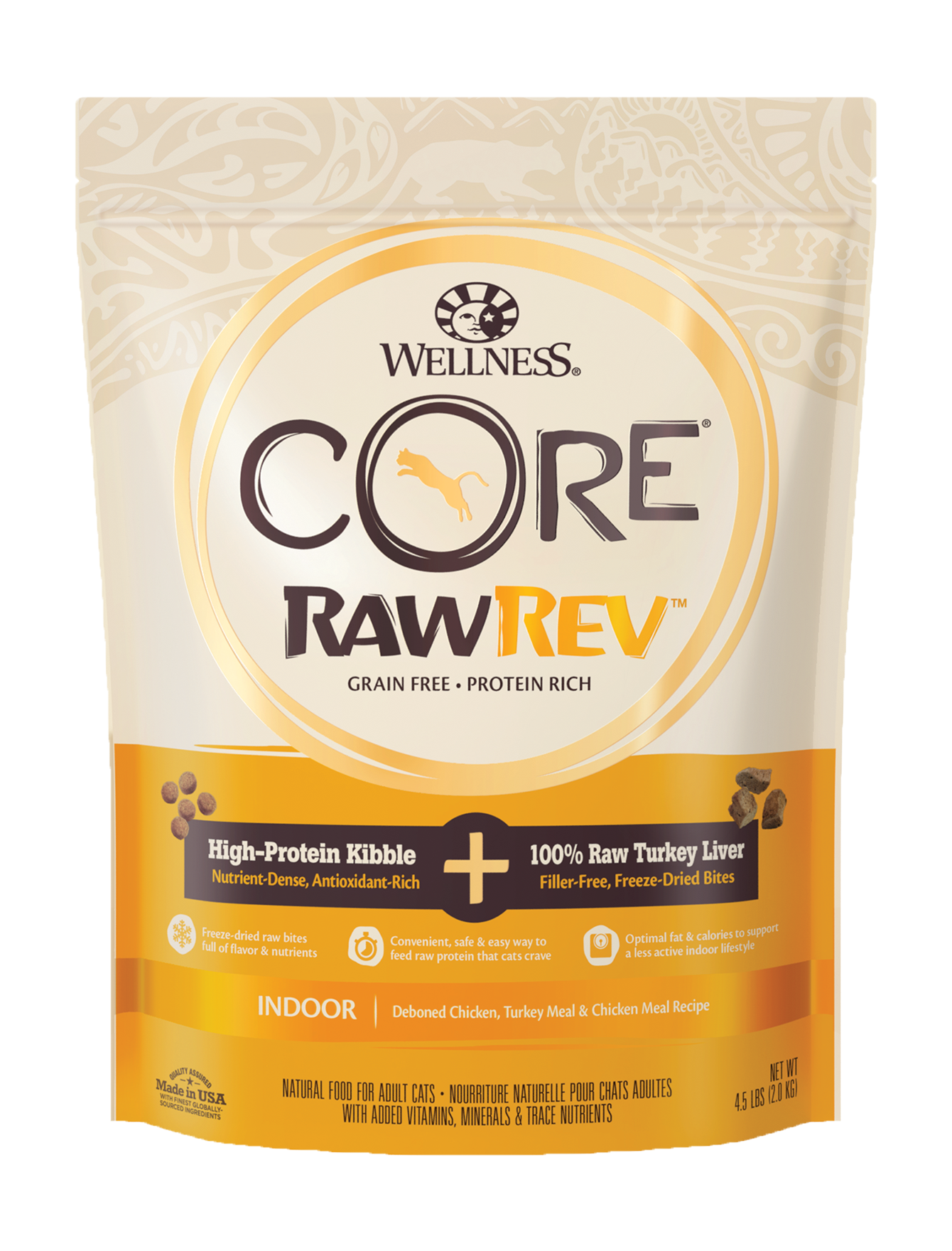 Wellness CORE Cat RawRev 2kg (4.5lb) Indoor Freeze Dried Turkey Dry Cat Food image 3