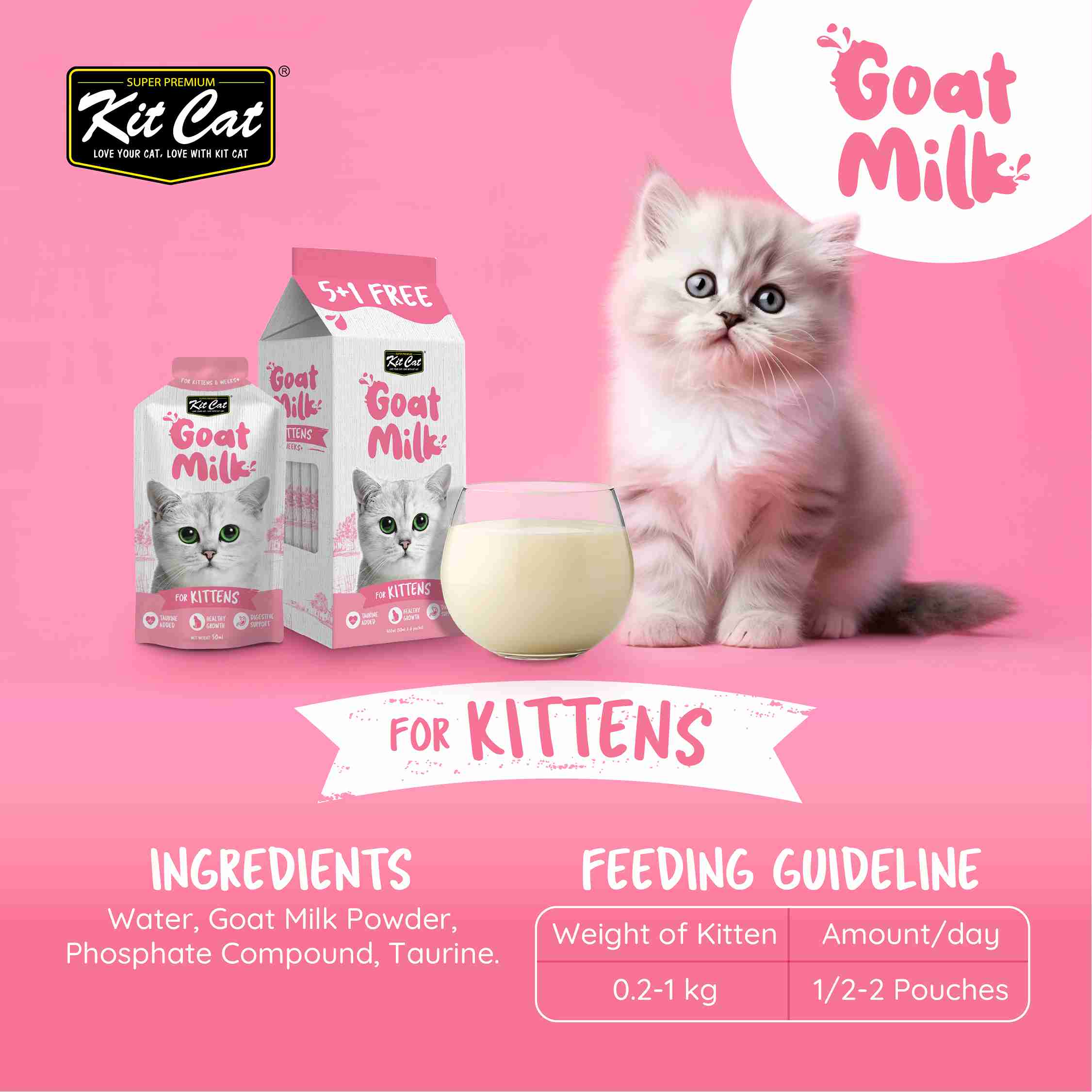 Kit Cat 50ml*6 Lactose-Free Goat Milk Pouches for Kittens image 5
