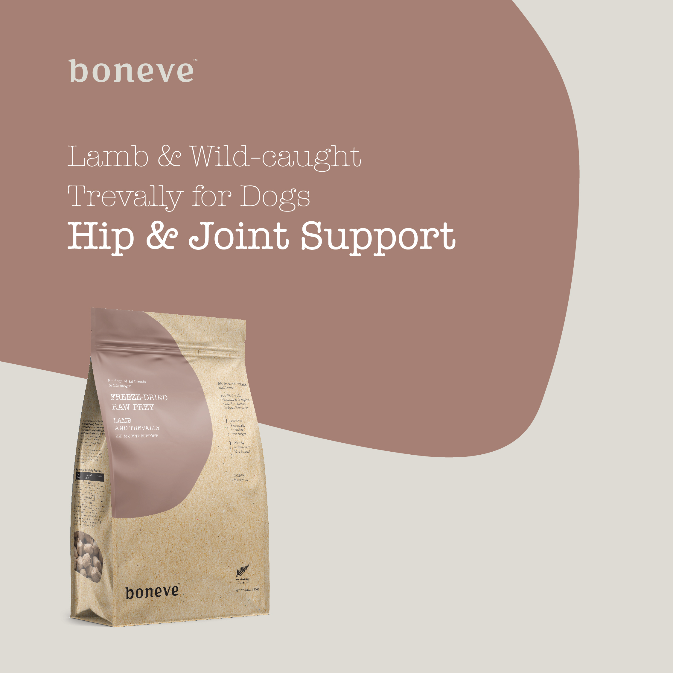 Boneve Earthmade Dog 100g Freeze Dried Raw Prey Lamb Trevally Dry Dog Food image 2