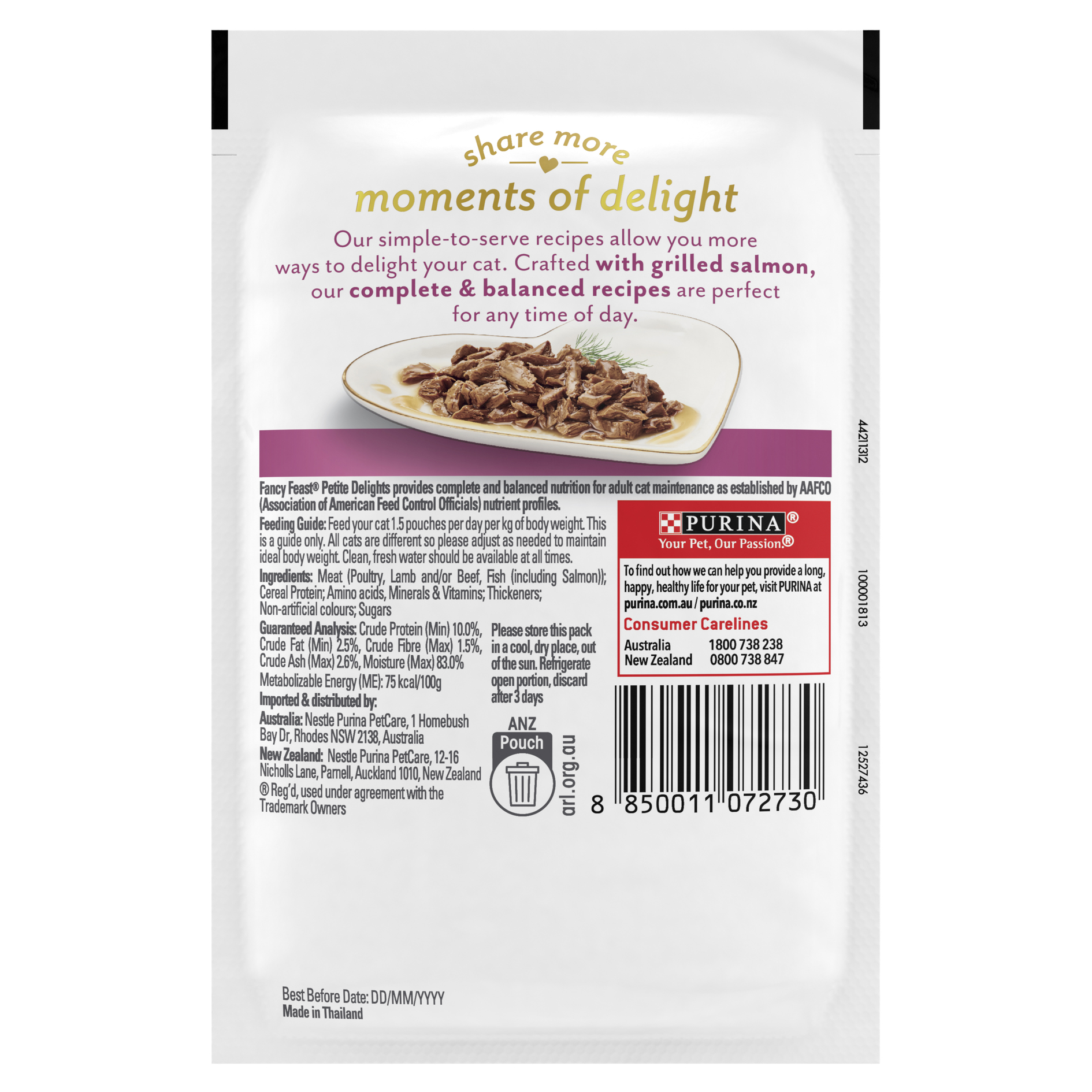 Fancy Feast Cat 50g Petite Delights with Grilled Salmon In Gravy Pouch Wet Cat Food image 6
