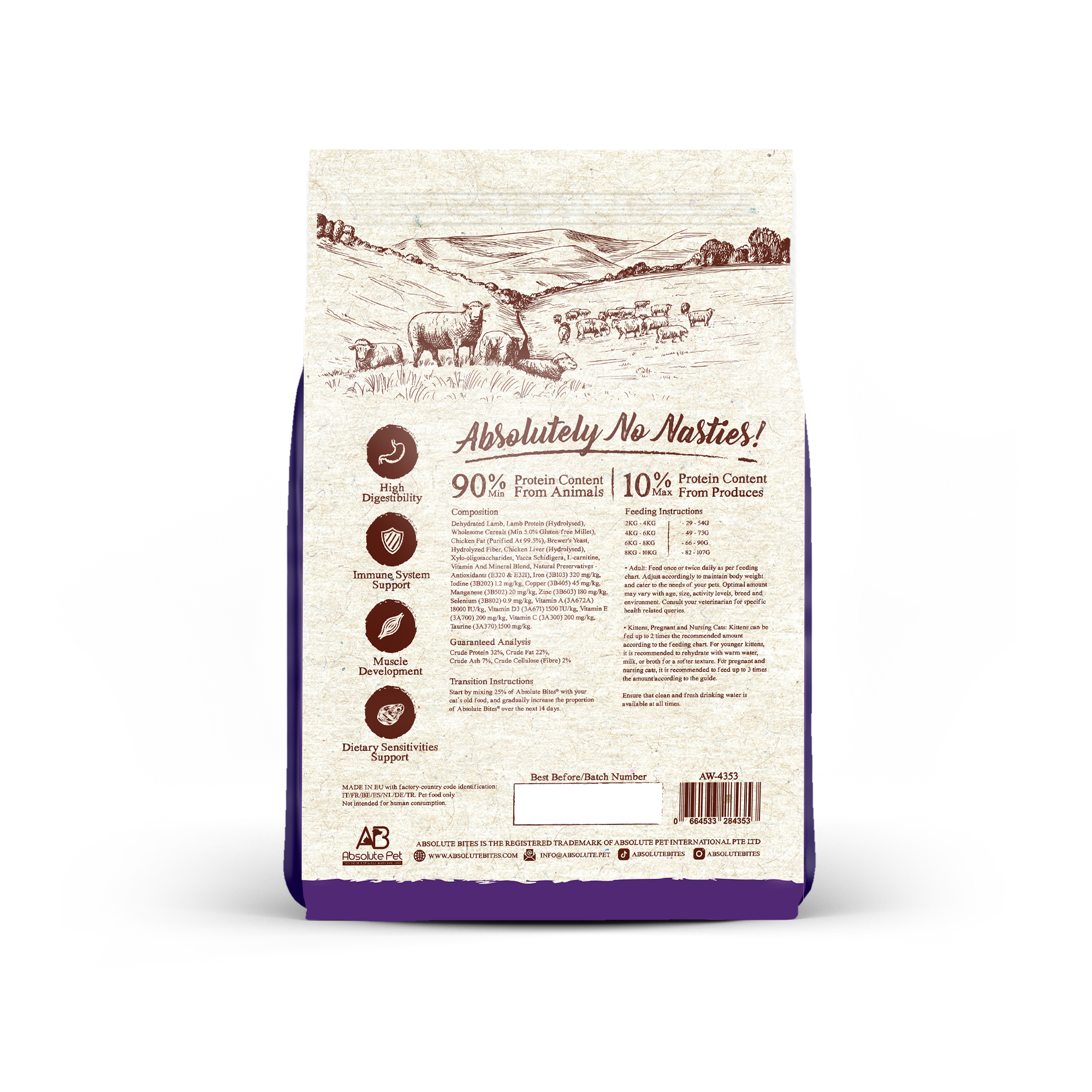 Absolute Bites Cat Wild Age 1.5kg Lamb Dry Cat Food image 2